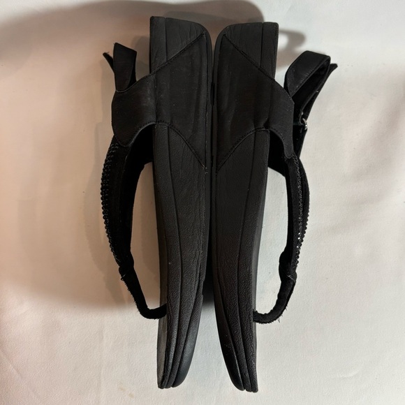 FITFLOP Sz 8.5 Sparkly Front Post Velcro Closure Strap Platform Slip On Sandals - Picture 6 of 10